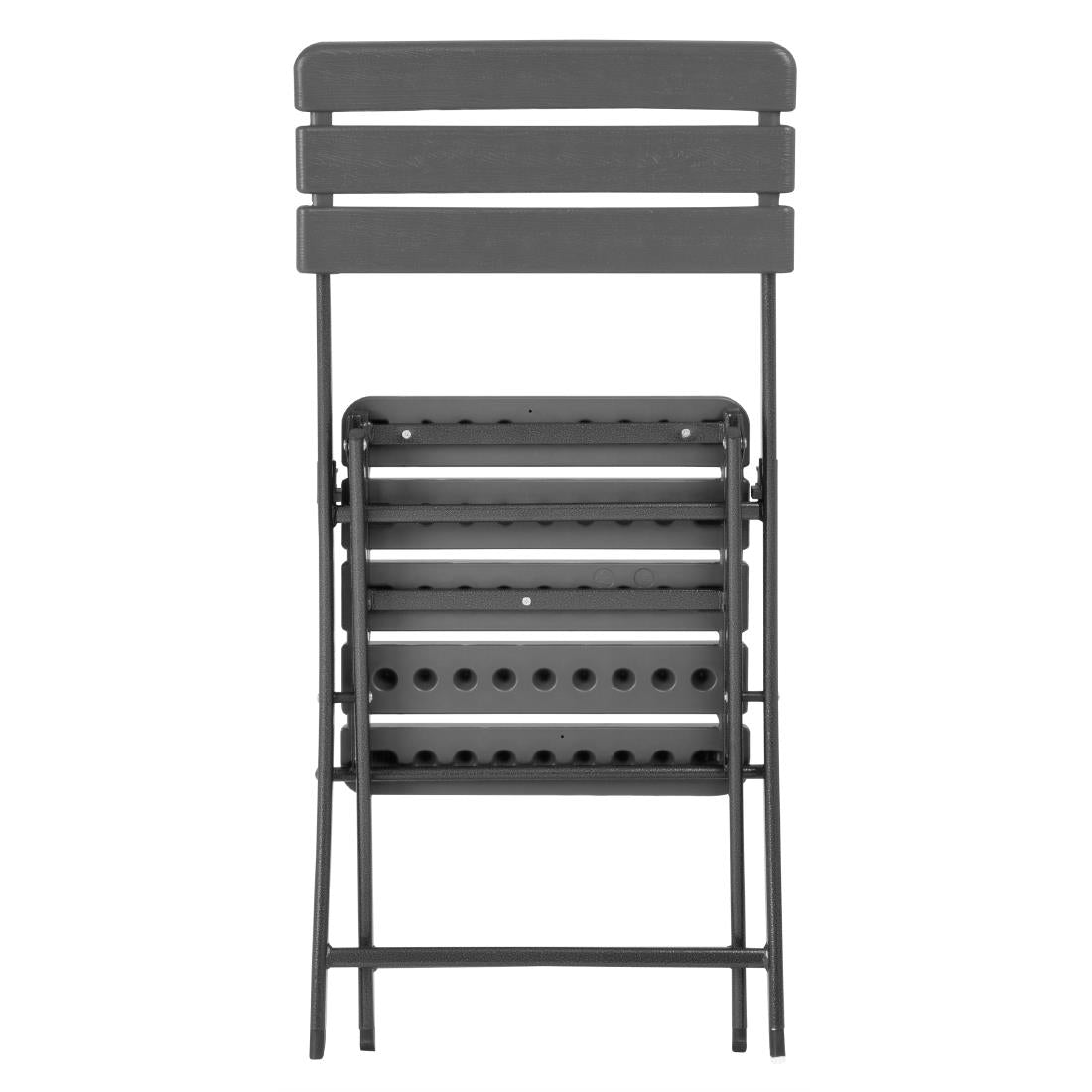 Bolero Folding PE Chair Grey Wood Effect (Set 2)