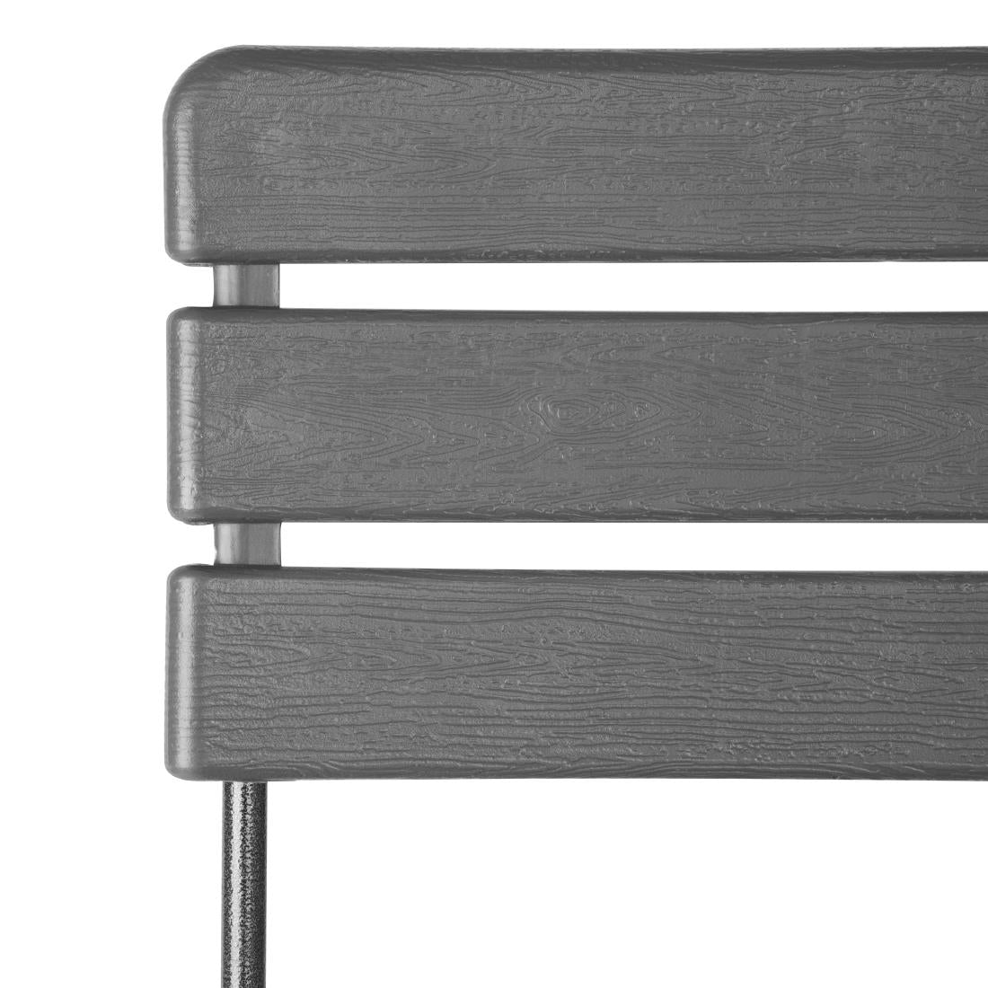Bolero Folding PE Chair Grey Wood Effect (Set 2)