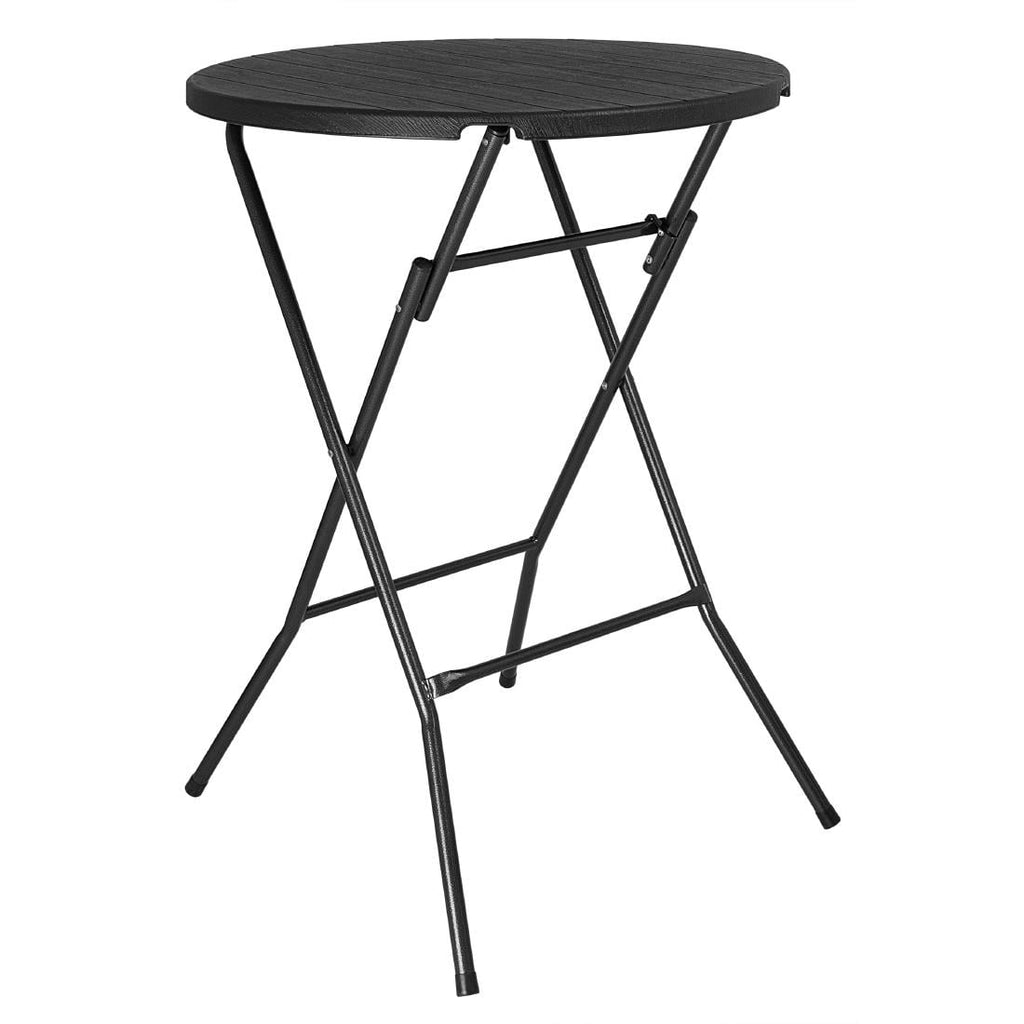 Bolero Folding HDPE Bar Table Black Wood Design - 800mm