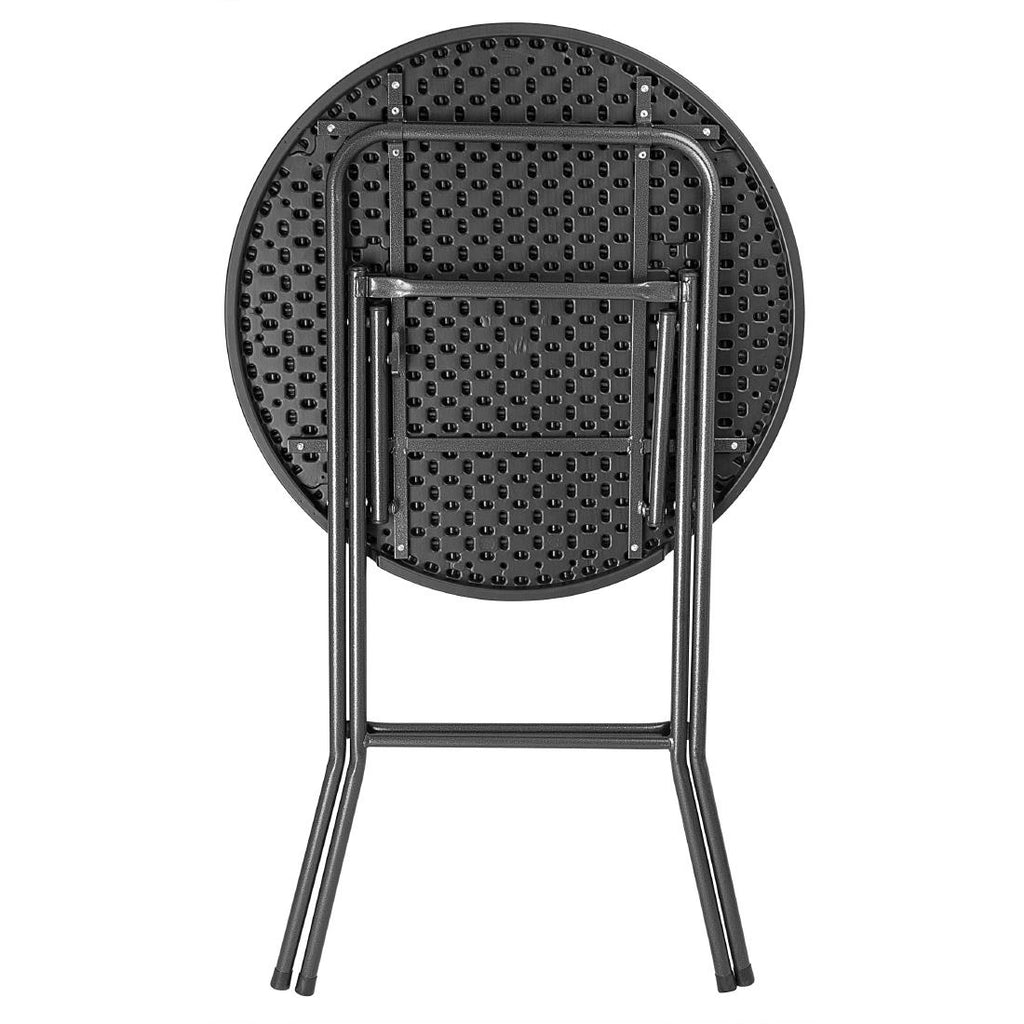 Bolero Folding HDPE Bar Table Black Wood Design - 800mm