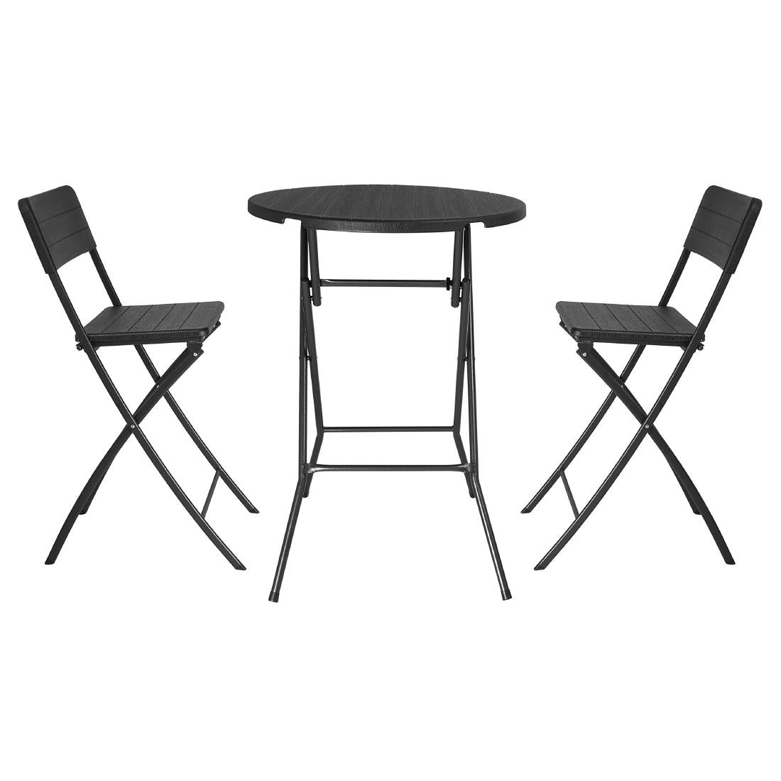 Bolero Folding HDPE Bar Table Black Wood Design - 800mm