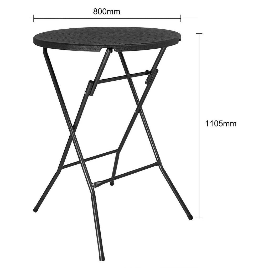 Bolero Folding HDPE Bar Table Black Wood Design - 800mm