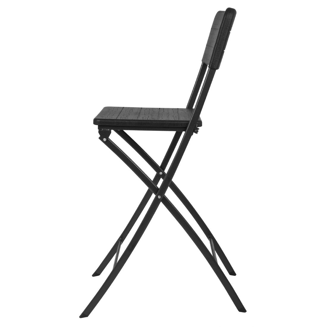 Bolero Folding PE Bar Chair Black Wood Design (Set 2)