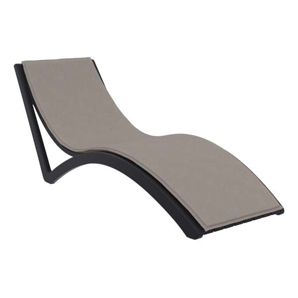 Slim Sun Lounger - White with Dark Grey Cushion and Pillow