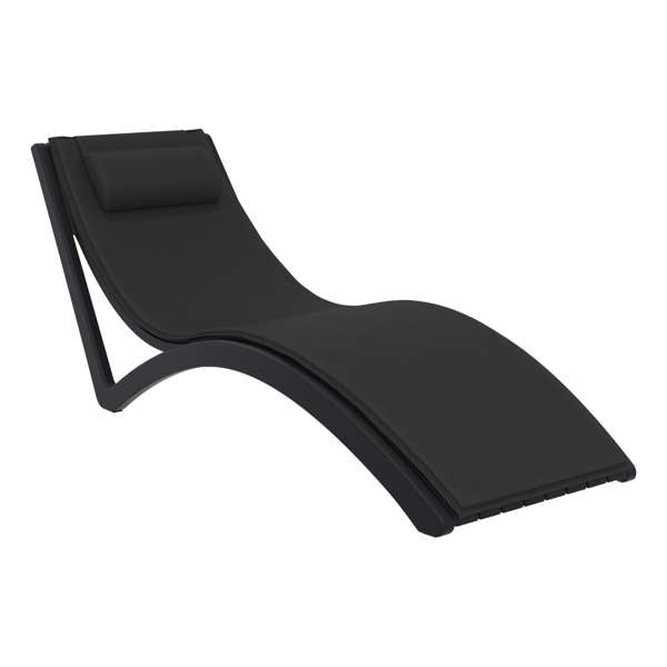 Slim Sun Lounger - White with Dark Grey Cushion and Pillow