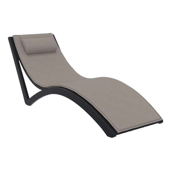Slim Sun Lounger - White with Dark Grey Cushion and Pillow