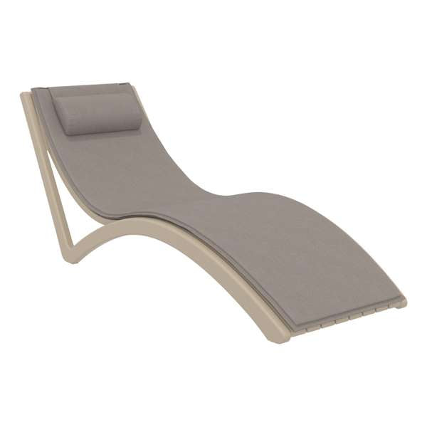 Slim Sun Lounger - White with Dark Grey Cushion and Pillow