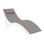 Slim Sun Lounger - White with Dark Grey Cushion and Pillow