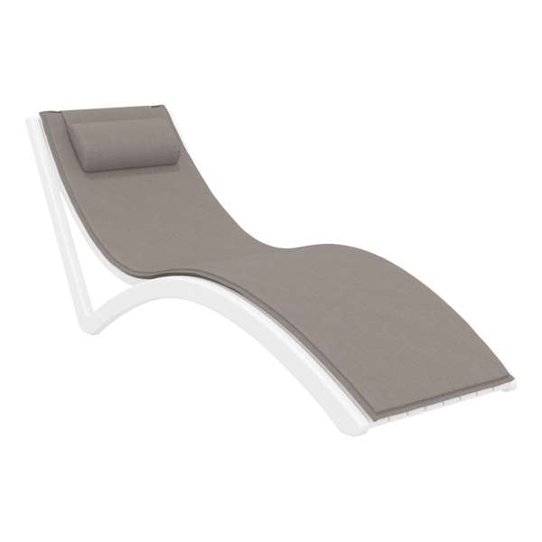 Slim Sun Lounger - White with Dark Grey Cushion and Pillow