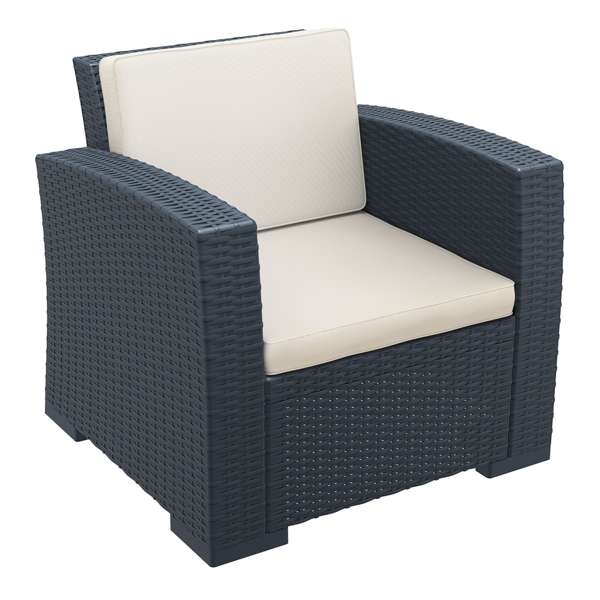 Monaco Lounge Arm Chair - White with cushion
