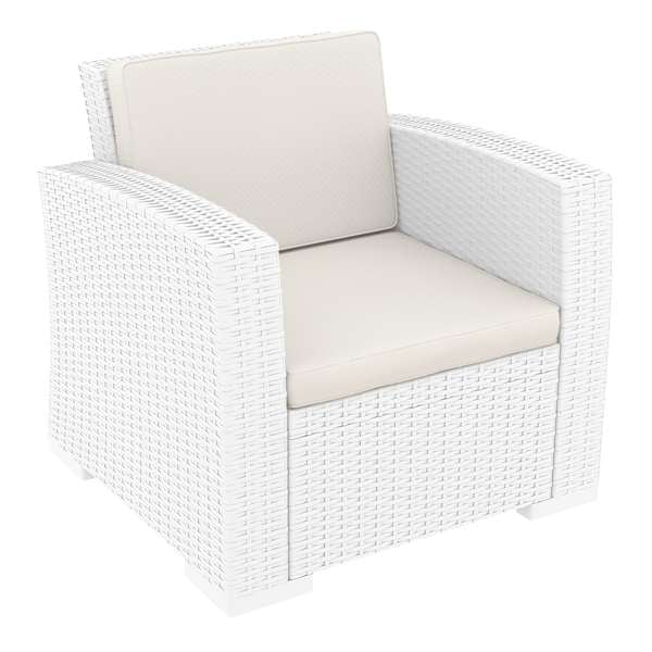 Monaco Lounge Arm Chair - White with cushion