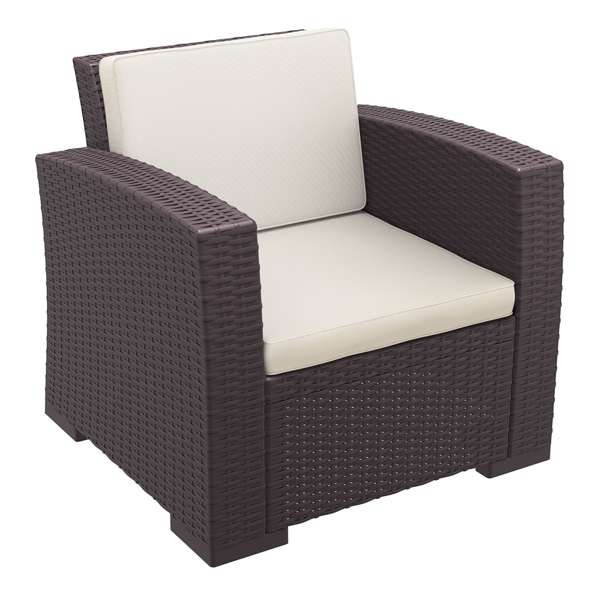 Monaco Lounge Arm Chair - White with cushion