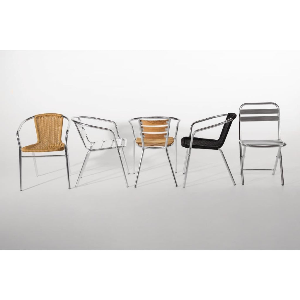 Bolero Natural Wicker Chair with Aluminium Frame (Pack 4)