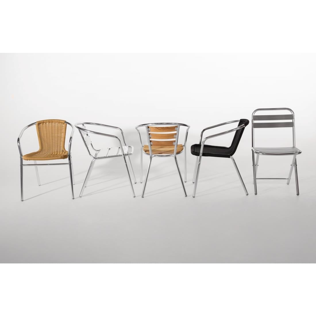 Bolero Natural Wicker Chair with Aluminium Frame (Pack 4)
