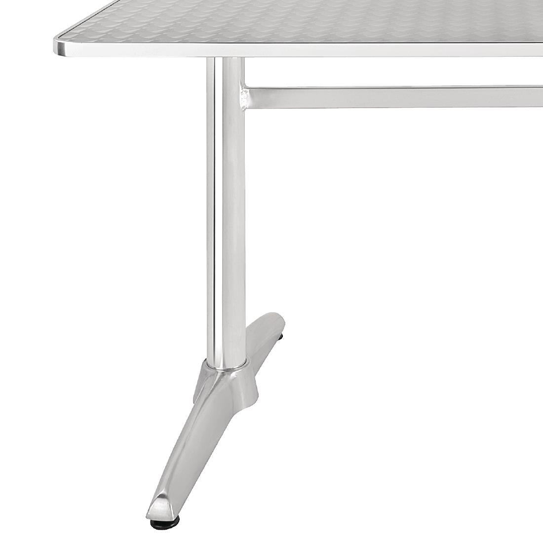 Bolero Rectangular Pedestal Table St/St Top & Alu. Rim - 1200x600mm