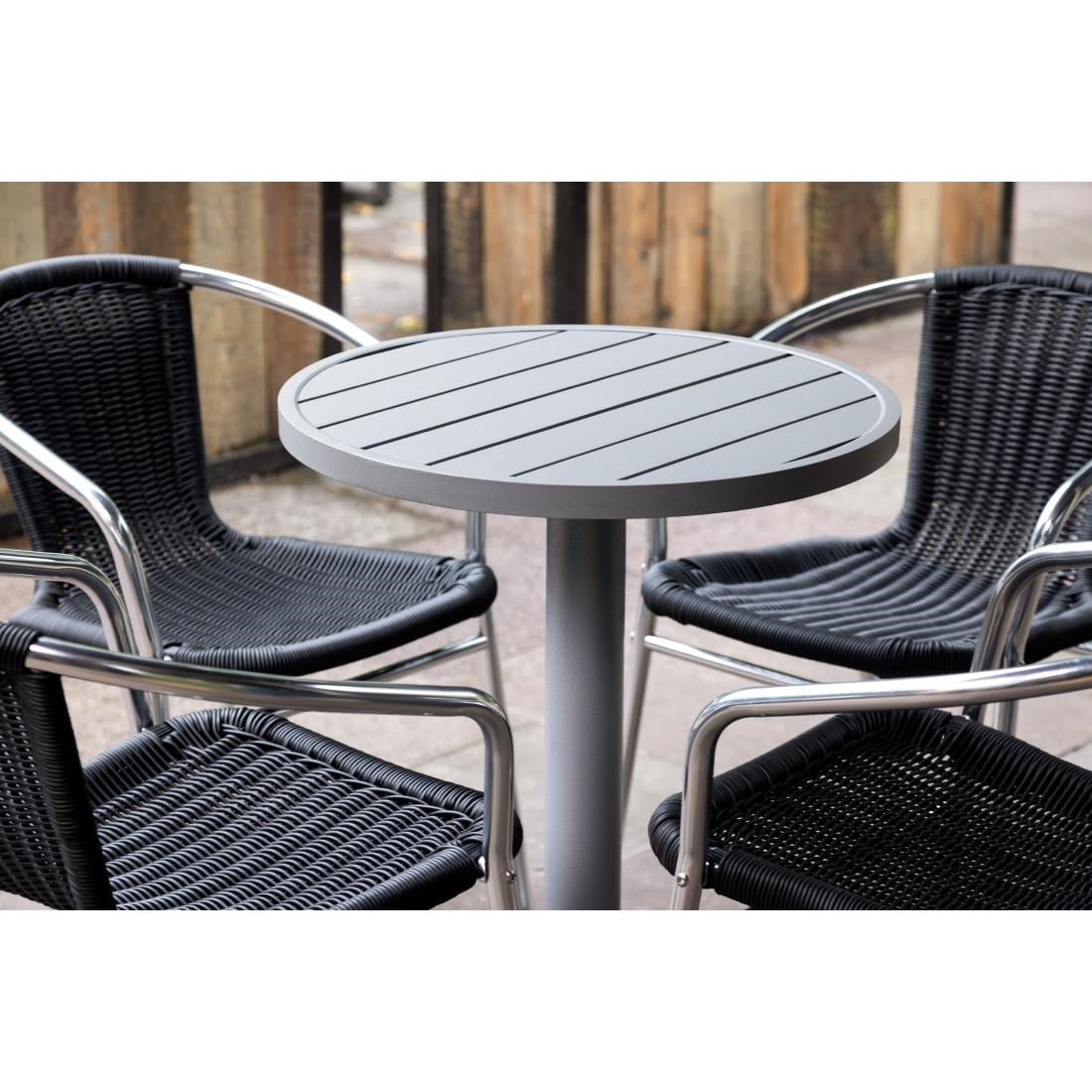 Bolero Black Wicker Chair with Aluminium Frame (Pack 4)