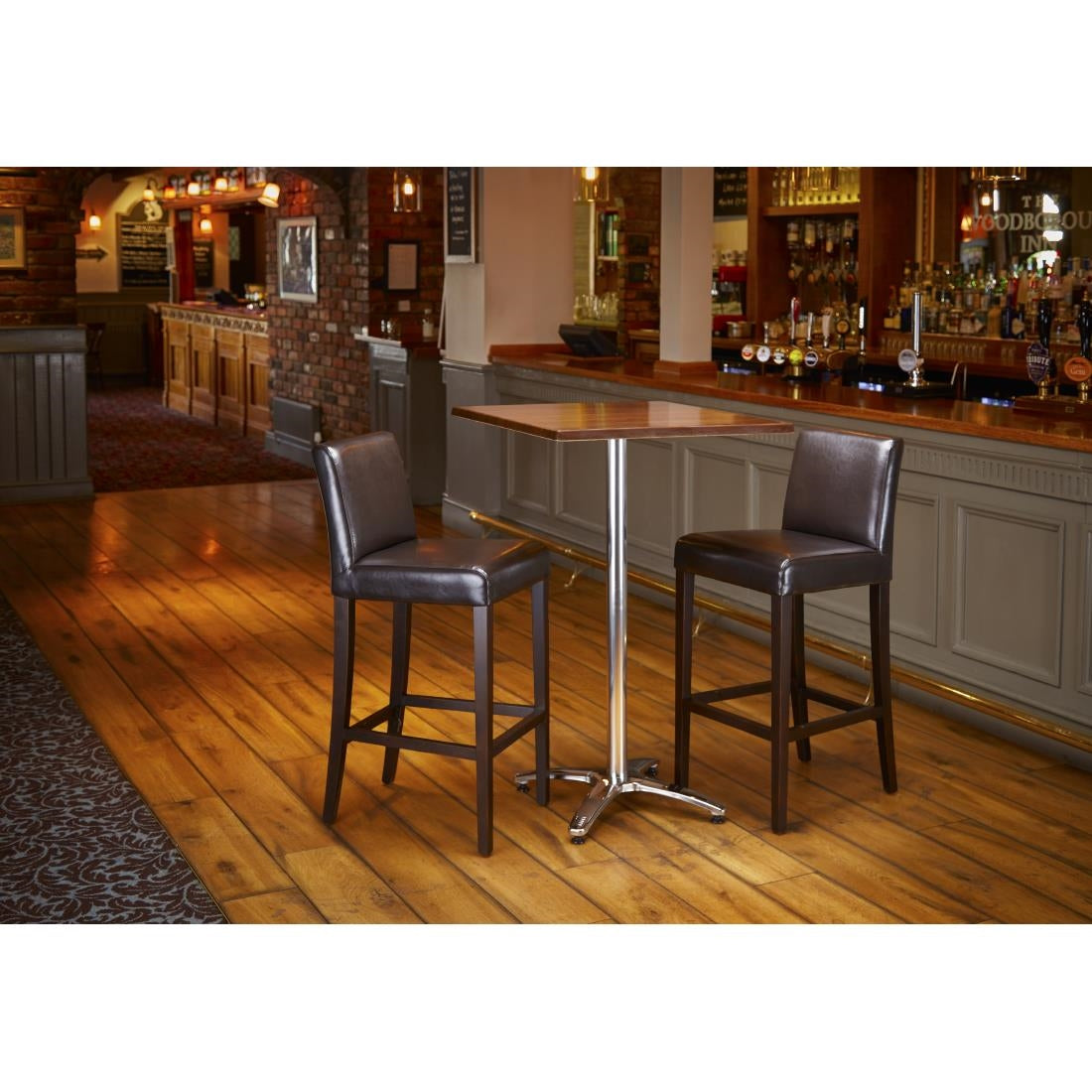 Bolero Faux Leather High Bar Stool with Full Back Dark Brown